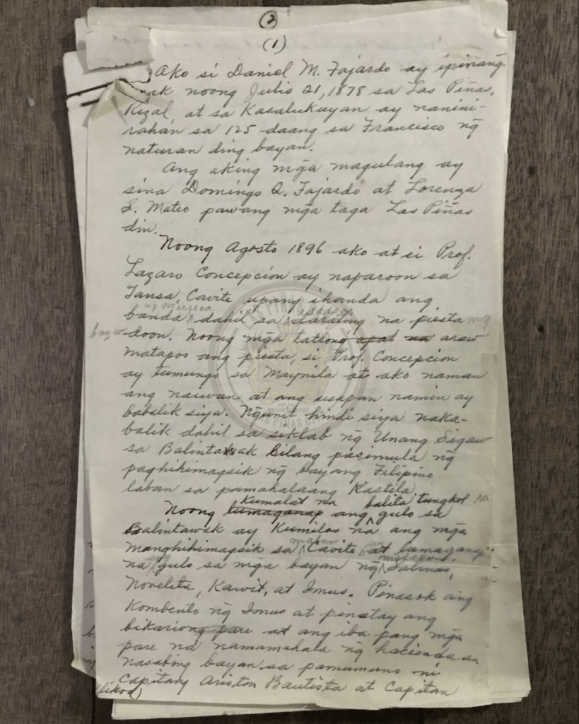 Daniel M. Fajardo Manuscript Page 1